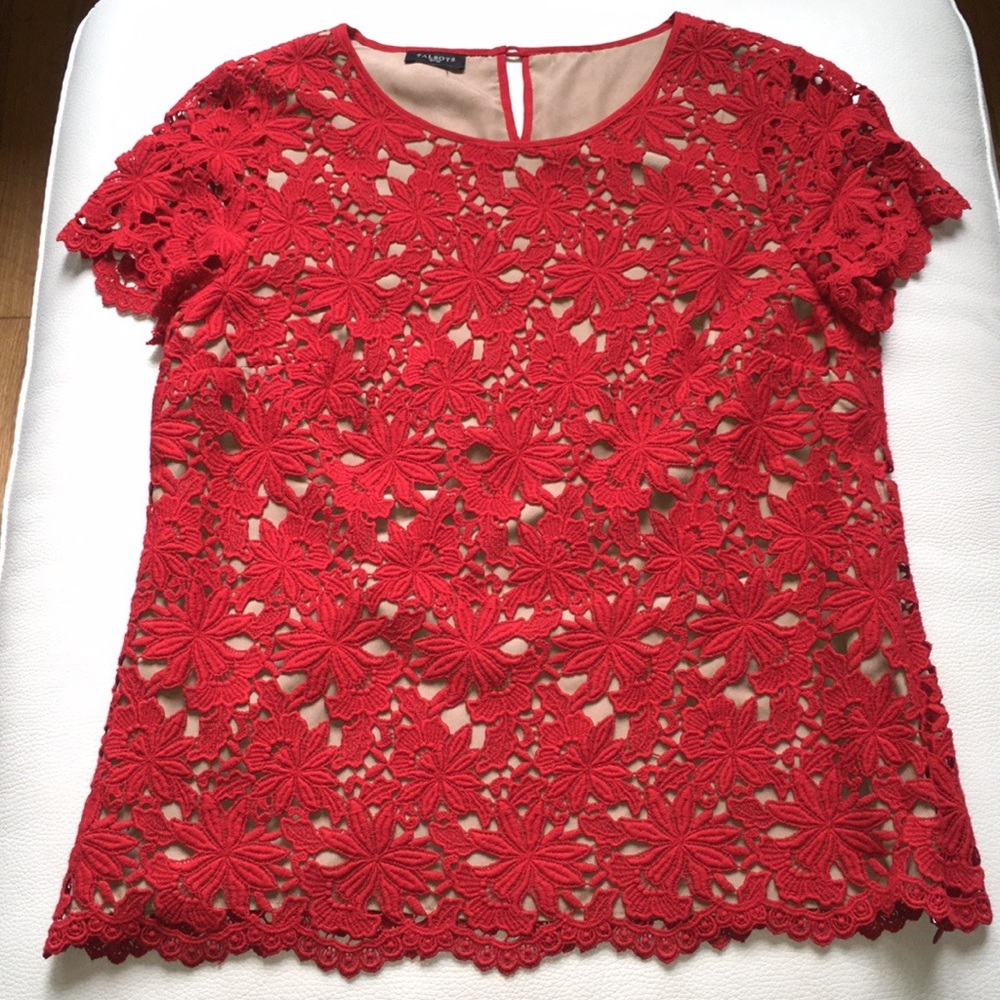 3020448 Red Back Lace Blouse